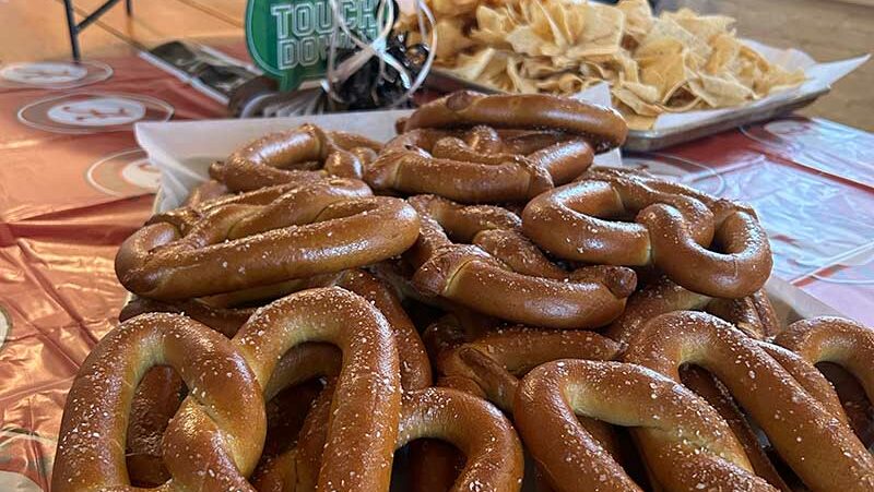platter of pretzels at party